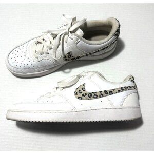Nike Court Vision Low Leopard Swoosh Women’s size 9.5 - White DD9665 - 100